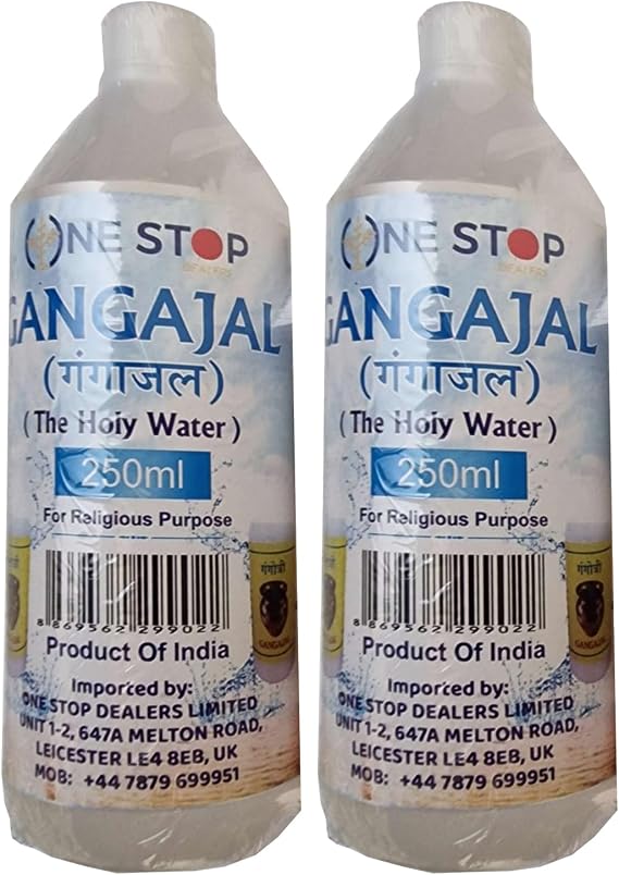One Stop Dealers - Gangajal 250ml - Purified Holy Water from the Ganges for Spiritual Use - Sacred Ganges Water & Authentic Source (250ml (Pack of 2))