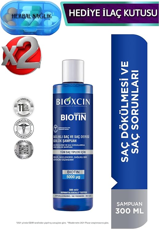 Bioxcin Biotin Şampuan 300 ml, 2 Adet, Hassas Saç Derisi ve Hassas Saçlar İçin
