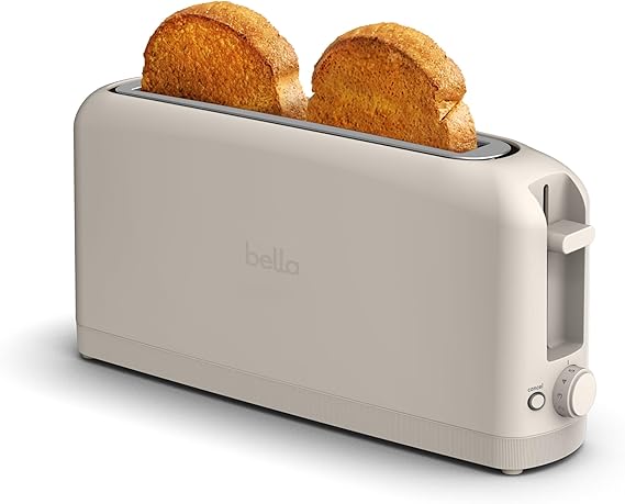 bella Fits-AnywhereTM 2-Slice Slim Toaster, Long Slot & Extra Wide, Oatmilk