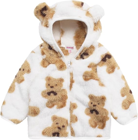 JESKIDS Toddler Girls Boys Fleece Hoody Jacket Zip Up Teddy Coat Warm Winter Outwear