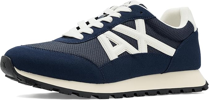 Armani Exchange Men's Drop Sneaker, Navy/Tofu, 9