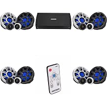 Kicker Premium Marine (4 Pair) 6.5" Component Speaker and Amplifier Bundle Includes LED Remote (51MSS654 & 48KXMA8008)