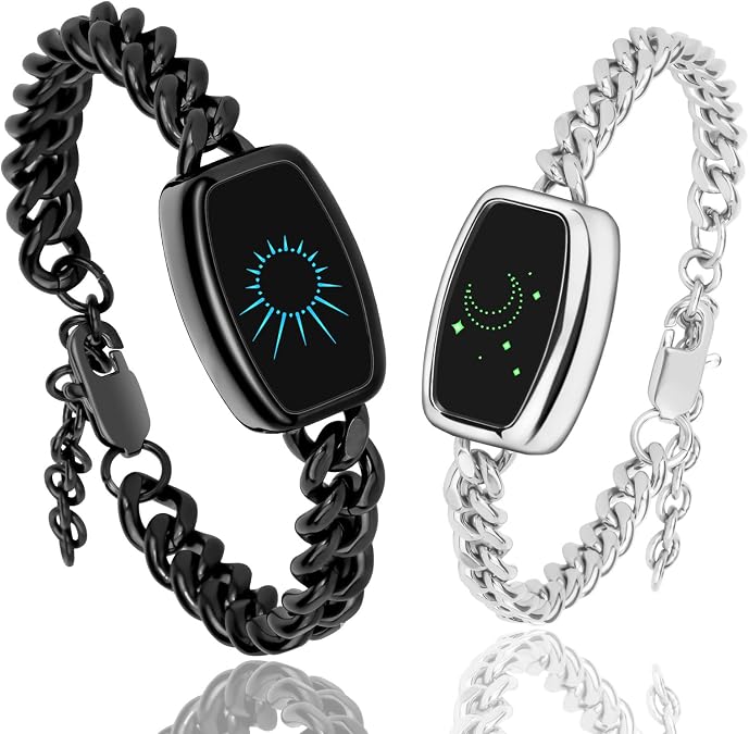 Long Distance Touch Bracelets for Couples, Vibration & Light up | Long Distance Couples Bracelets Relationship Gifts for Girlfriend Bluetooth Pairing Jewelry Xmas Gifts