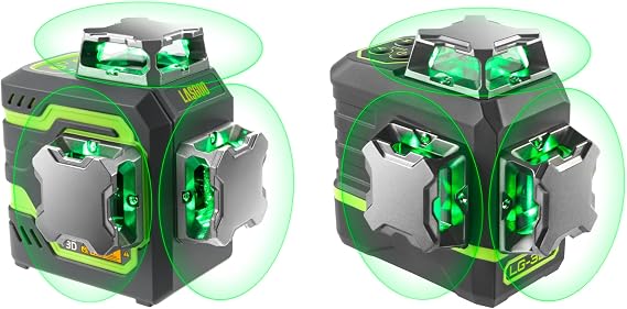LasGoo LG-3D Laser Level Self Leveling 3x360, LG-3Ds Laser Line with Vertical and Horizontal for Picture Hanging and Construction, Magnetic Rotating Stand and Portable Case Included, Green