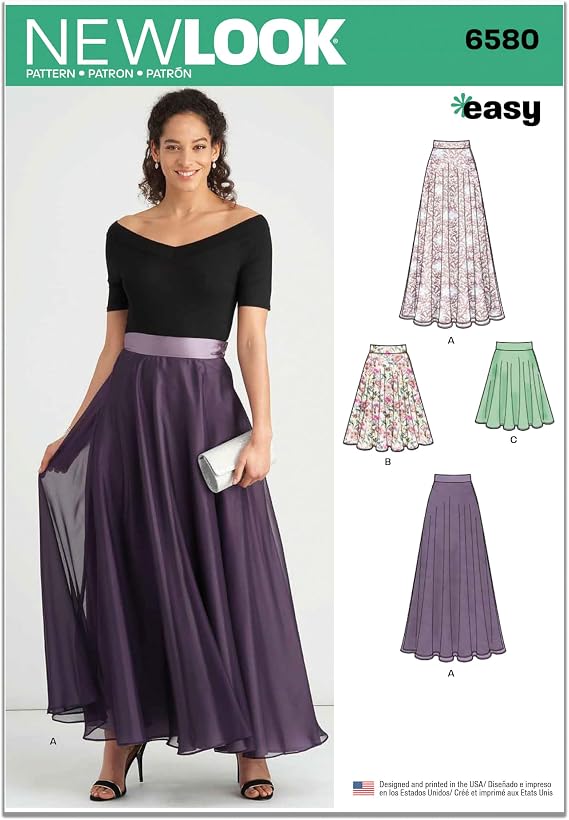 New Look Misses' Circle Skirt Sewing Pattern Packet, Design Code N6580, Sizes 8-10-12-14-16-18-20