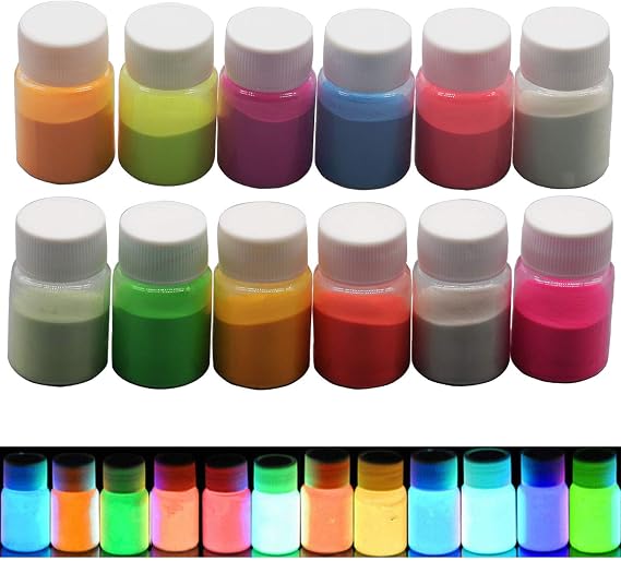 Glow in The Dark Pigment Powder,Resin Dye Luminous Powder for Epoxy Resin,Acrylic Paint,Slime,Nails,Halloween Party, Fine Art & DIY Crafts,Non-Toxic,Skin Safe, Long Lasting(0.7oz/Bottle)
