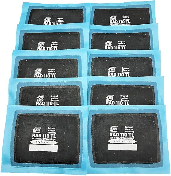 Rema TIP TOP RAD110 Radial Tire Repair Patches, 2" x 2-3/4" Self-Vulcanizing Universal Flat Tire Repair Units, 10 Count