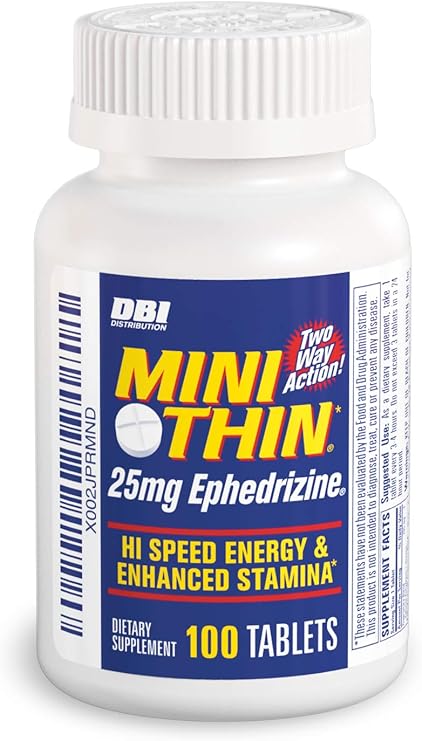 Mini Thin - Two-Way - Energy Tablets Formulated with Caffeine and Ephedrizine - 100 Tablets
