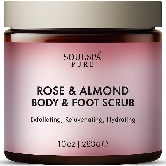 Rose & Almond Body and Foot Scrub with Dead Sea Salt 10 oz