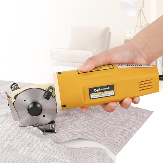 Electric Rotary Fabric Carpet Cutter heavy duty 1"Cutting Thickness 110V | for Cloth Fabric Leather and Carpet,  with Replacement Blade, Sharpening Stone