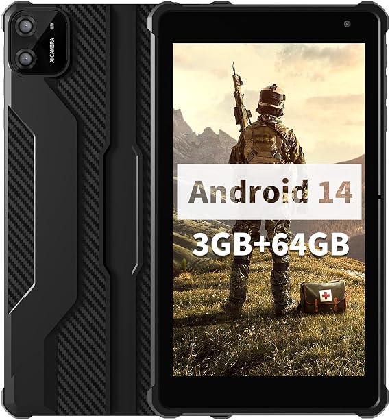 VASOUN Android 14 Tablet 7 inch, 8GB RAM (3GB+5GB Expand) 64GB ROM, Octa-Core 2.0GHz, IPS Touch Screen, Dual Camera, 5G WiFi/Bluetooth, Kids & Adult Tablet with Case
