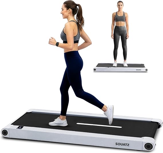 Squatz 2-in-1 Walking Pad Treadmill with Vibration Plates, Compact Under Desk Walking Pad with Remote Control, LED Display, Non-Slip Belt, Quiet 1.0HP Motor for Home or Office Workout