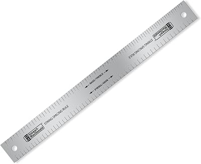 StewMac String Spacing Rule Laser-Etched Stainless Steel Tool for Pro Nut & Bridge Layout, Proportional String Positioning for Guitars & Basses, Professional Luthier Tool