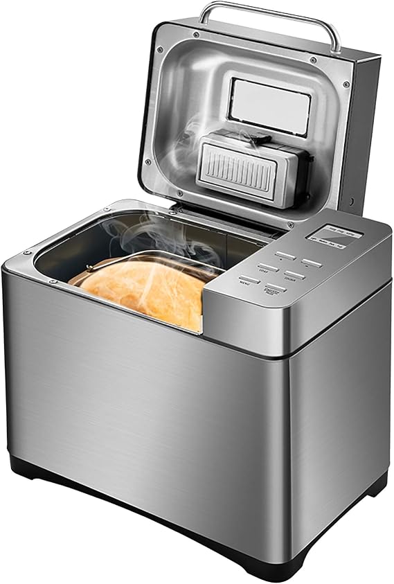 650W Automatic Bread Machine, Multi Bread Making Machine, Digital Bread Maker With Fruit Nuts Dispenser & 17 Menu Settings, Ce/Fcc/Ccc/Pse, Silver (1000G/34X21X31.5Cm)