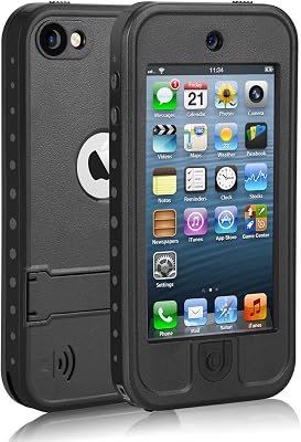 Waterproof Case for iPod Touch 765 Shockproof & Dustproof Full-Body Protective Cover Heavy Duty for Swimming, Outdoor Sports, Rain, Snow - Compatible with iTouch 5th6th7th Generation Black