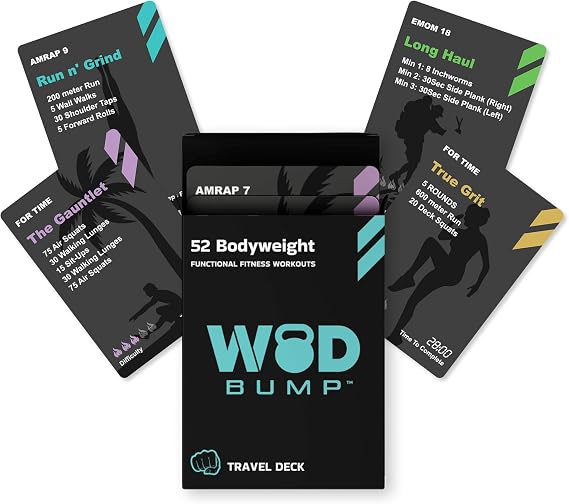 Bodyweight Workout Cards 52 Exercise Cards Deck | No Equipment Functional Fitness for Home & Travel | WODBumP Travel Deck