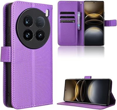 Compatible with Vivo X100 Ultra Leather Case Cover,PU Leather flip Cover Compatible with Vivo X100 Ultra 5G V2366GA V2366HA Case Cover Purple
