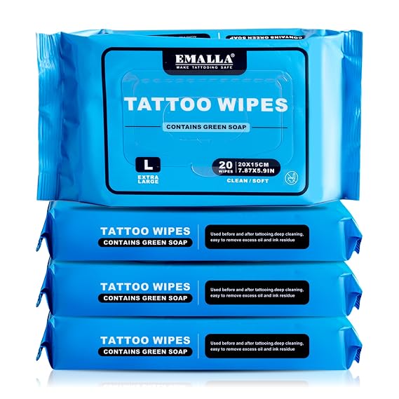 Yuelong Green Soap Tattoo Wipes 80Count L Cleaning TattooCare Wipe