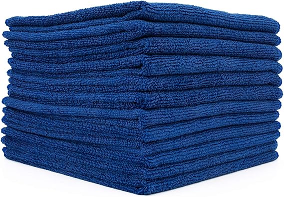 The Rag Company - All-Purpose Microfiber Terry Cleaning Towels - Commercial Grade, Highly Absorbent, Lint-Free, Streak-Free, Kitchens, Bathrooms, Offices, 300gsm, 16in x 16in, Royal Blue (12-Pack)