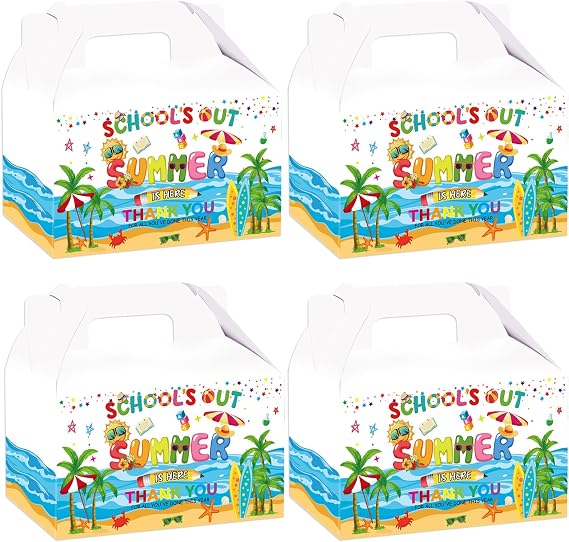 20Pcs End of School Year Gift Boxes, School's Out for Summer Treat Boxes, Cardboard Party Favor Boxes for Classroom Celebration, Summer Vacation