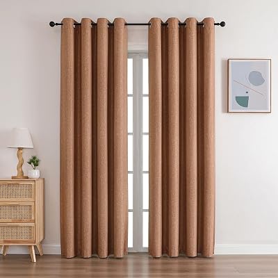 Grommet Blackout Curtains for Bedroom and Living Room - 2 Panels Set Thermal Insulated Room Darkening Curtains Reddish Brown, 52W x 84L