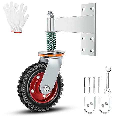 8 Inch Heavy Duty Fence Gate Wheel 600lb Capacity for Metal Tube Gates | 360 Degree Rotation Spring Loaded Caster Includes Screws and Screwdriver Durable Wheel for Smooth Gate Operation (Silver)
