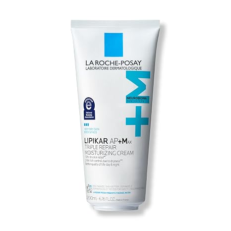 La Roche-Posay Lipikar AP+MAX Triple Repair Moisturizing Body Cream | Face and body lotion for dry skin with shea butter and niacinamide. Gentle on very dry, rough, sensitive skin.