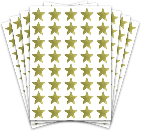 1000 Pack, Gold Foil Star Metallic Stickers, 0.6" Diameter