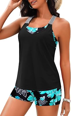 Daci Tankini Swimsuits for Women-2025 Bathing Suits 2 Piece Swimwear with Shorts for Tummy Control