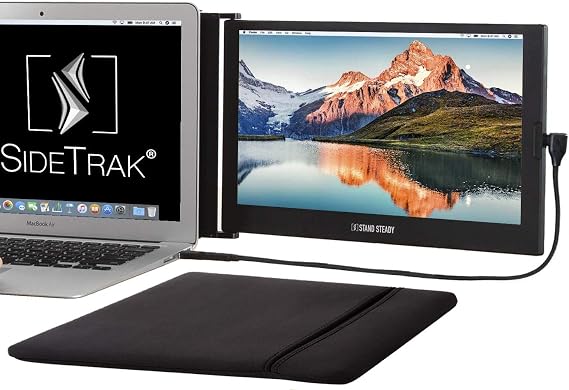 SideTrak Slide Portable Monitor 12.5" Screen with Carrying Case - Attaches to Your Laptop for Easy Travel - Efficient USB Power - Fits Mac and PC 13"-17" Laptops - Full HD IPS Display (Patent Pending)