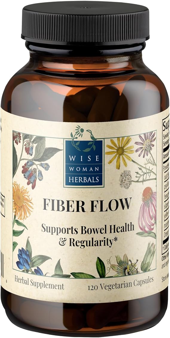 Wise Woman Herbals Fiber Flow Capsules 120 Count Supports Healthy Digestive Function, Gut Health, Bowel Health and Regularity