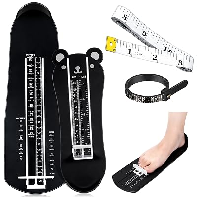 Weewooday 2 Pcs Foot Measurement Devices Shoes Size Measuring Devices with Tape and Ring Sizer, US SizeBlack,Bear