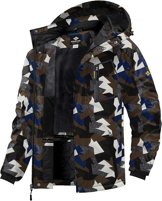 GEMYSE Men's Mountain Waterproof Ski Snow Jacket Warm Winter Windproof Parka Raincoat with Hood