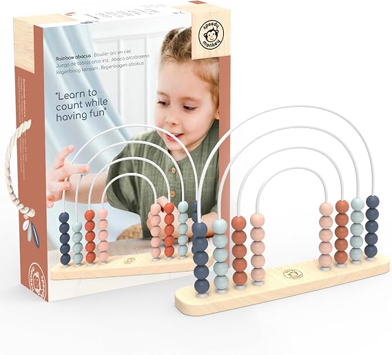 Speedy Monkey Wooden Roller Abacus Toy, Colorful Beads, Develops Hand-Eye Coordination, Color Recognition & Creativity, Smooth Sliding on Stainless Steel Rods, Non-Toxic Paint, Ideal for Kids