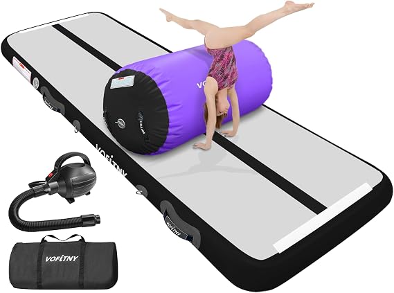 VOFiTNY Inflatable Gymnastics Air Roller Tumble Track with Air Barrel for Gym/Home