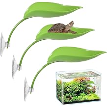 PetPhindU 3 Pack Dwarf Frog Tank Accessories, Leaf Shape Basking Platform with Suction Cups for Turtle Tank, Reptile Leaf Aquarium Decoration for Small Amphibians