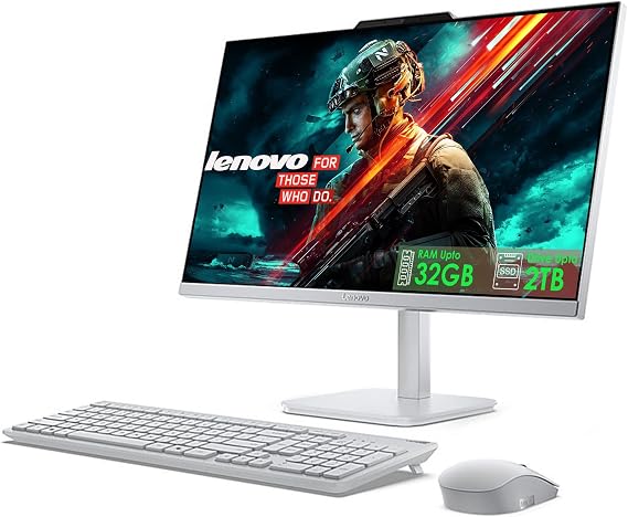 Lenovo 24'' All in One Desktop with Office 365 for The Web, Intel Ultra-Fast 4-Core, Full HD Display, 8GB RAM, 1TB Storage(512GB SSD & 512GB External Drive), Wi-Fi 6, Win 11, Wireless KB & Mouse