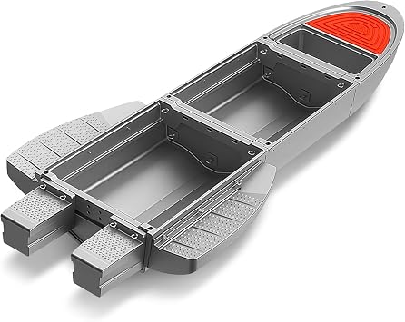 Fishing Boat, Folding Jon Boat with 3 Collapsible Modular Fishing Kayak and 2 Side&Tail Pontoons, Multipurpose Kayak Canoe, Up to 800lbs Buoyancy Suitable for 5-7 Person.