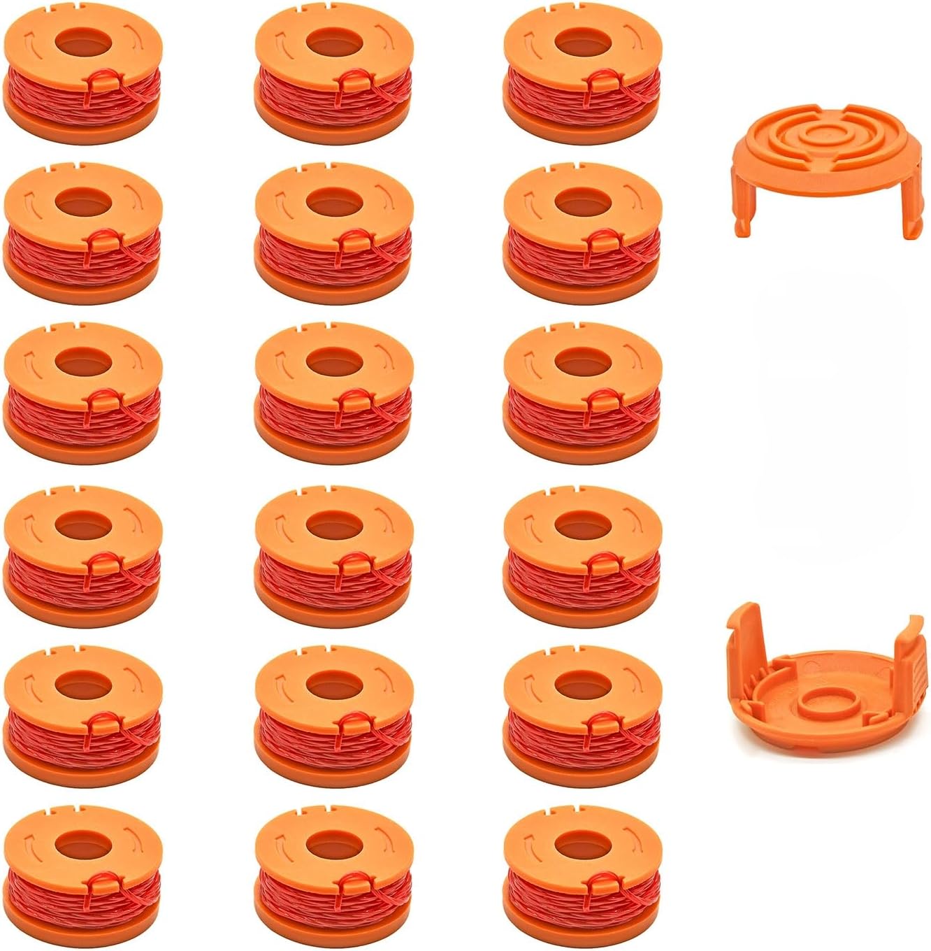 20 Pack 25.4cm x .65in String Trimmer Spool Line and Cap Suitable for Worx Weed Eater String Trimmer, Compatible with Worx GT Trimmer WA0207&WA0010
