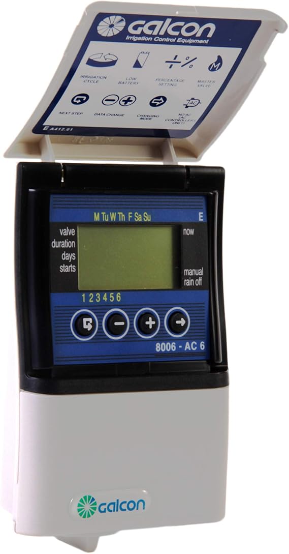 AC-6 Galcon Four Station Irrigation Controller for Indoor Installation Controlling Sprinklers, Drip or Soaker Irrigation