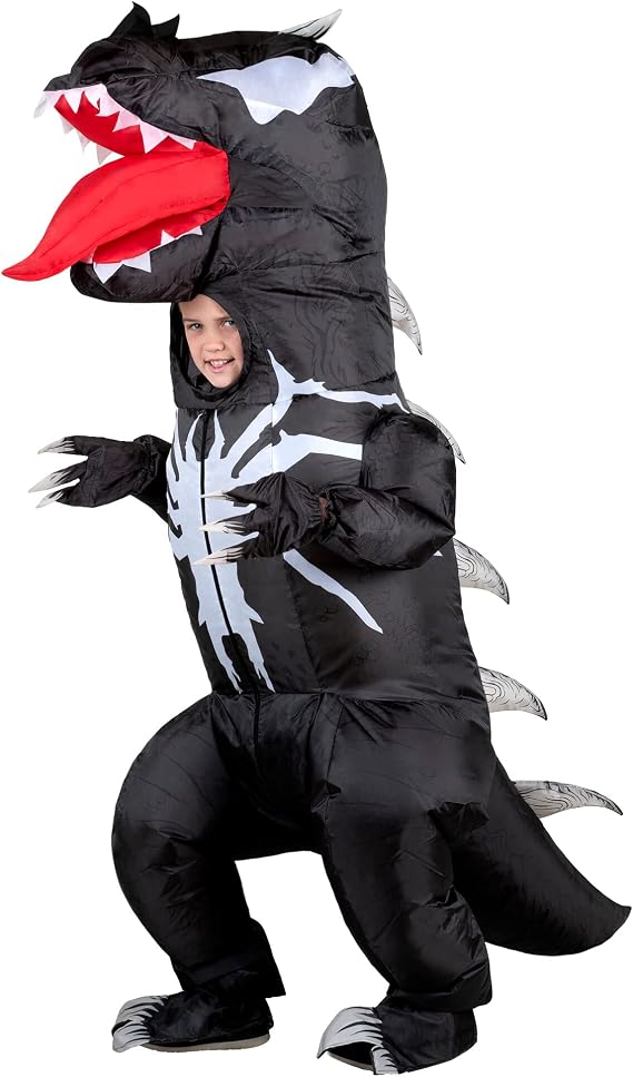 MARVEL Venomosaurus Official Youth Inflatable Halloween Costume - Inflatable Jumpsuit with Built-In Fan, Gloves, and Battery Box
