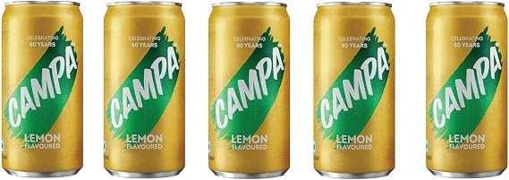Campa Lemon 185ml Can | Sparkling Lemon Soft Drink | Carbonated Citrus Beverage | Ready to Drink Soda (Pack of 5)