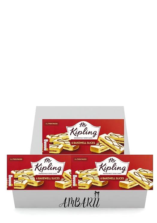 AMBARII Mr Kipling Bakewell Slices, Traditional British Cake, 6 Slices per Pack, Pack of 3