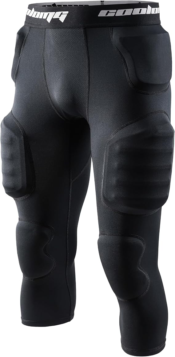COOLOMG Mens Football Girdle 7 Pad Adult Padded Football Compression Shorts