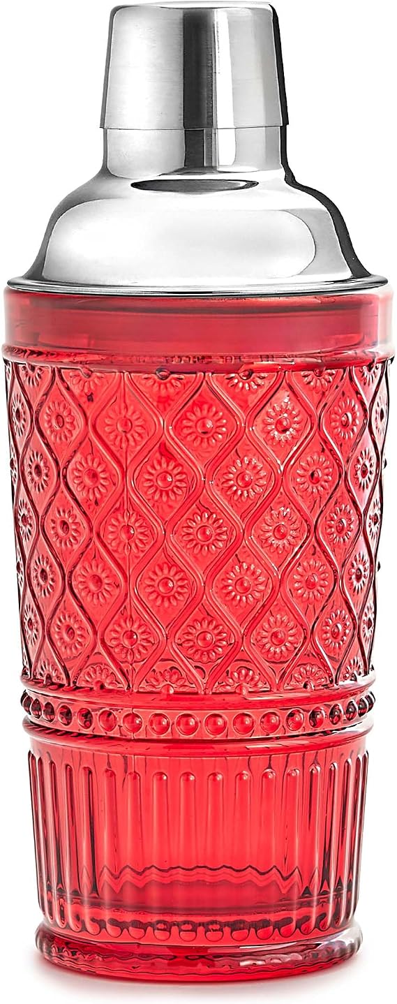 Godinger Cocktail Shaker, Martini Shaker, Glass Cocktail Shaker, Vintage Decor - 17oz, Claro Collection, Blue