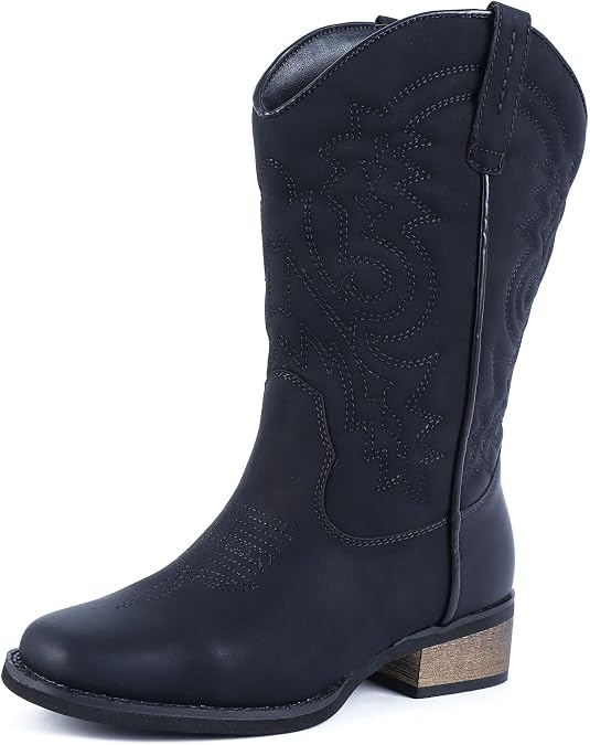 ZOKSOVE Women's Cowboy Western Boots - Square Toe Wide Calf Boots - Low Heels Short Mid Calf Booties Shoes