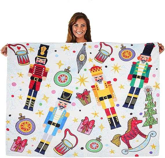 Christmas Nutcracker Throw Blanket Nutcracker Plush Blanket Nutcracker Fuzzy Blanket for Bed Sofa Couch Party Decoration