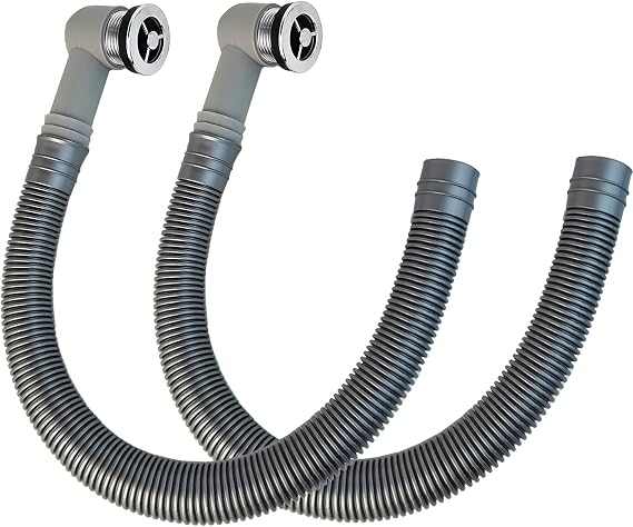 Qrity 2 PCS Sink Overflow Pipes, Sink Overflow Fittings, Flexible Drainage Hose, Sink Drain Strainer Assembly Kit, Tube Length 400mm, for Overflow Hole Diameter 29-32mm