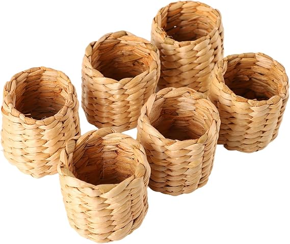 Woven Napkin Rings Rustic Style Farmhouse Table Decor Durable Napkin Holders for Wedding Party Home Dining Corn Husk Material 6 Pieces