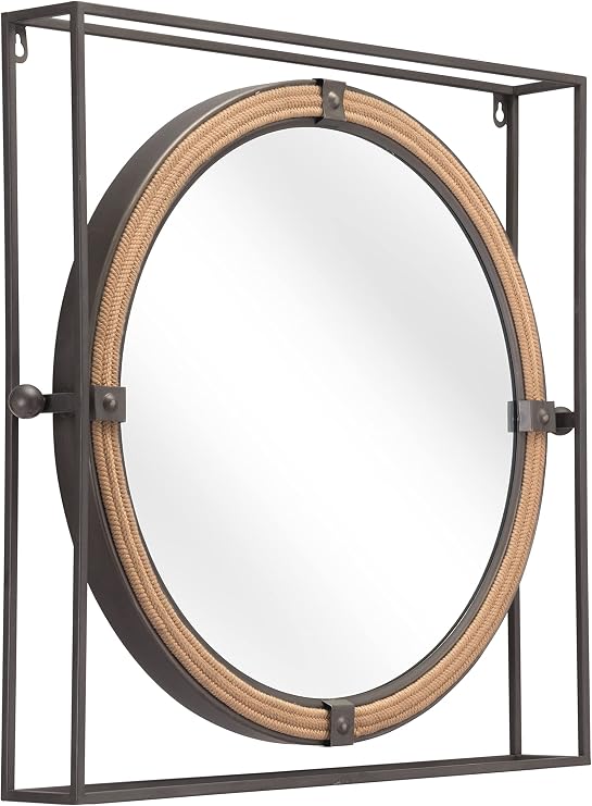 Zuo Capell Mirror Antique Gray, Gray Wall Decor, Modern Style, Hanging, Steel, Vertical only, Decor Mirrors, 23.6" W x 3.1" D x 21.7" H